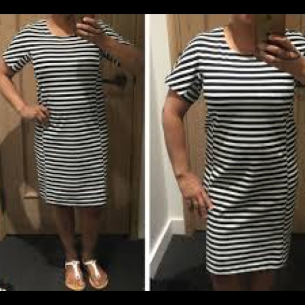 JCrew | black + white striped dress - Picture 5 of 6